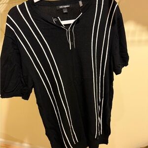 Karl Lagerfeld Black Polo with White Stripes